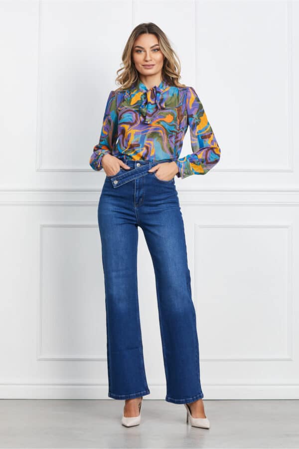 Blugi Nicky albastri evazati