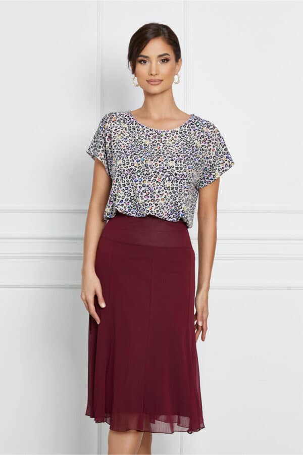 Bluza Andrada alba cu animal print colorat