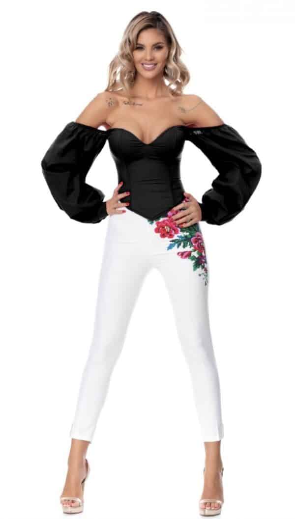 Bluza neagra eleganta cu umeri cazuti