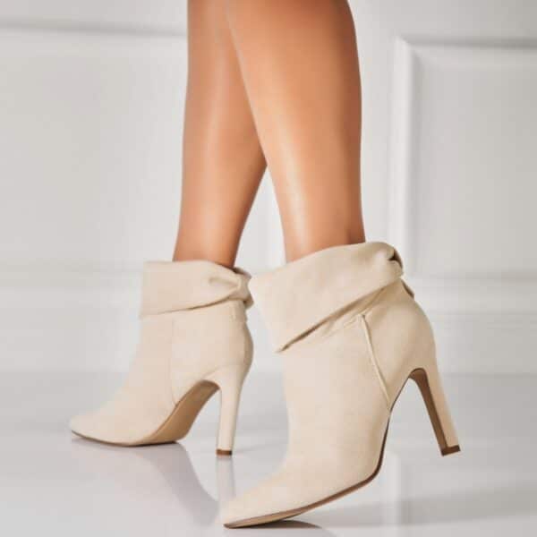 Botine dama Imblanite Bej din Piele Ecologica Intoarsa Hawari A7540
