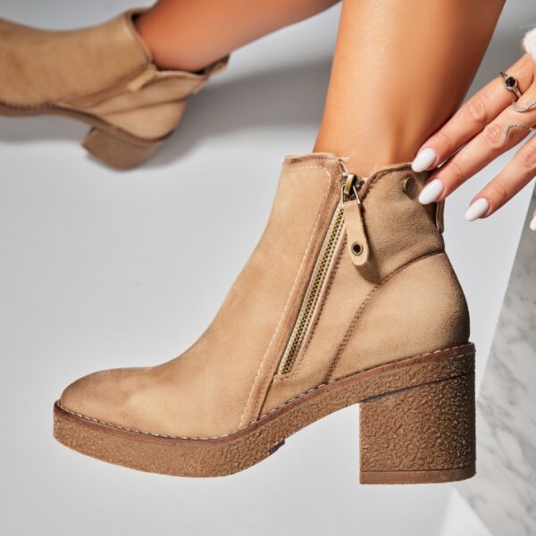 Botine dama Imblanite Bej din Piele Ecologica Intoarsa Mylie A7462