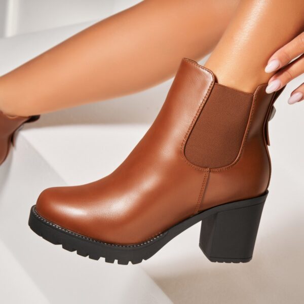 Botine dama Imblanite Camel din Piele Ecologica Lashira A7735