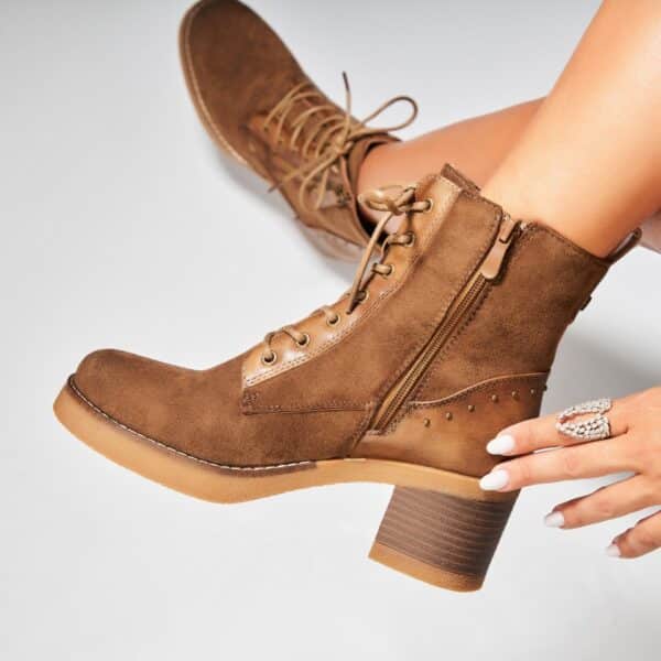Botine dama Imblanite Kaki din Piele Ecologica Intoarsa Aribe A7652
