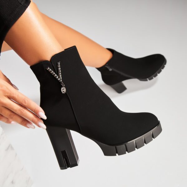 Botine dama Imblanite Negre din Piele Ecologica Intoarsa Alya A7877