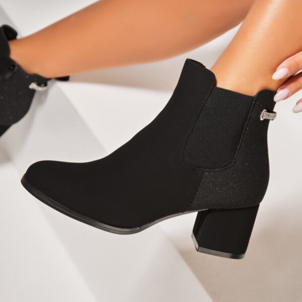 Botine dama Imblanite Negre din Piele Ecologica Intoarsa Briela A7785