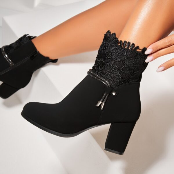 Botine dama Imblanite Negre din Piele Ecologica Intoarsa Dayana A7792