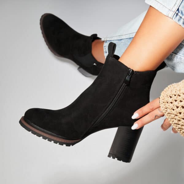 Botine dama Imblanite Negre din Piele Ecologica Intoarsa Elora A7601