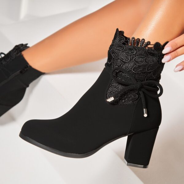 Botine dama Imblanite Negre din Piele Ecologica Intoarsa Ivea A7793