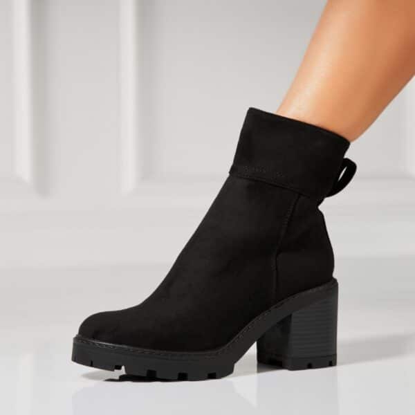 Botine dama Imblanite Negre din Piele Ecologica Intoarsa Javeria A7616