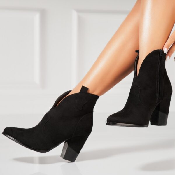 Botine dama Imblanite Negre din Piele Ecologica Intoarsa Jayda A7531