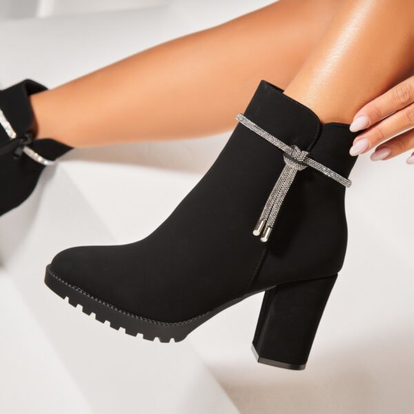 Botine dama Imblanite Negre din Piele Ecologica Intoarsa Julia A7795