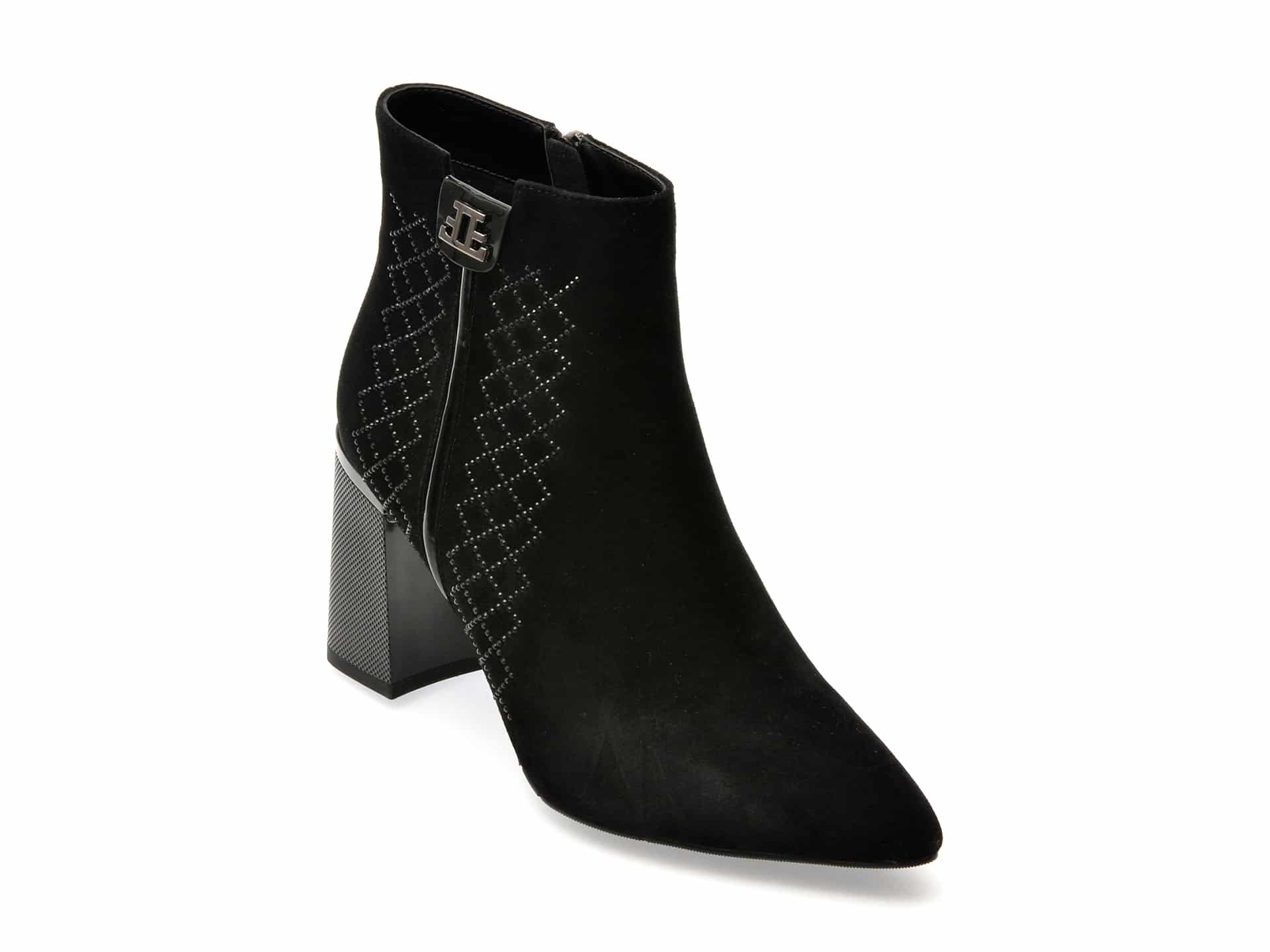 Botine EPICA negre, JI30031, din piele intoarsa