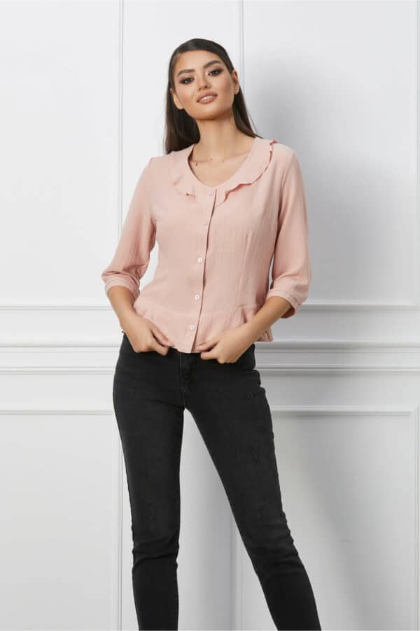 Camasa Aiana roz somon cu volanase
