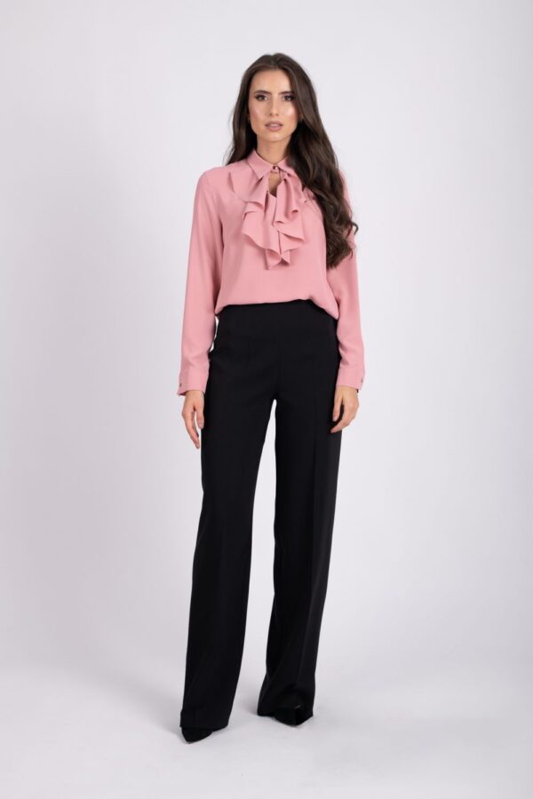 Camasa roz prafuit cu volane la gat