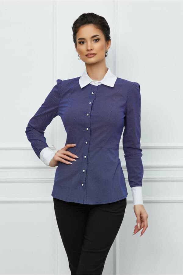 Camasa MBG albastra cu guler si mansete albe