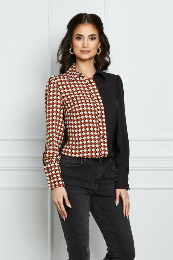 Camasa Moze neagra cu romburi caramizii