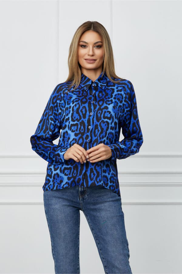 Camasa Verona albastra cu animal print