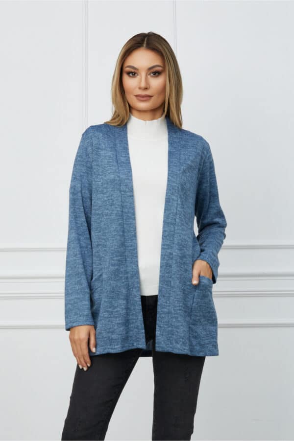 Cardigan Daniela bleu cu buzunare
