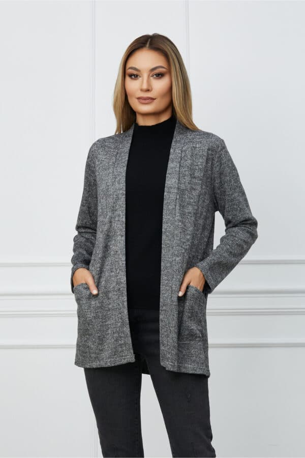 Cardigan Daniela gri cu buzunare