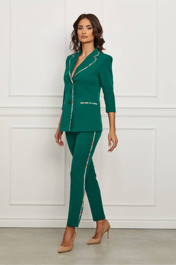 Compleu Dy Fashion verde cu banda decorativa