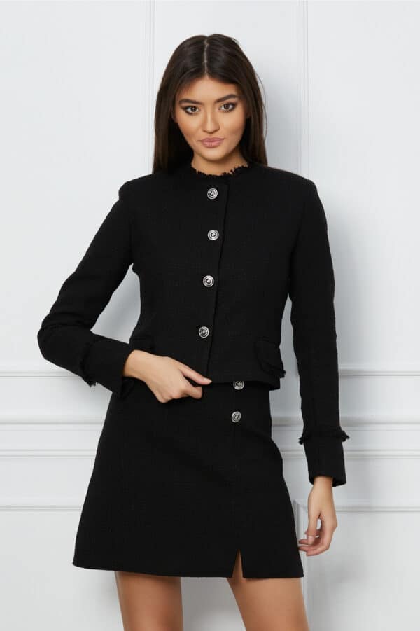 Fusta Moze neagra scurta din tweed