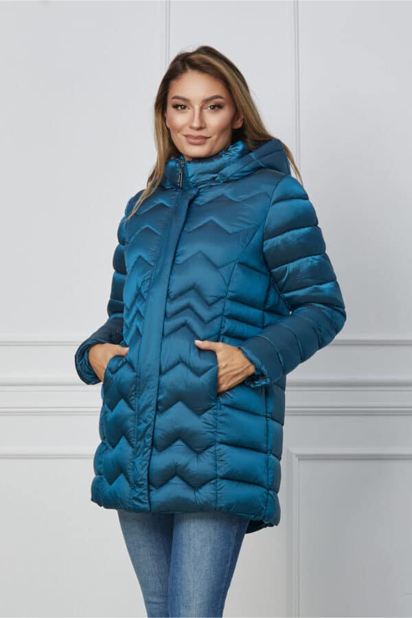 Geaca Andreea turcoaz cu gluga