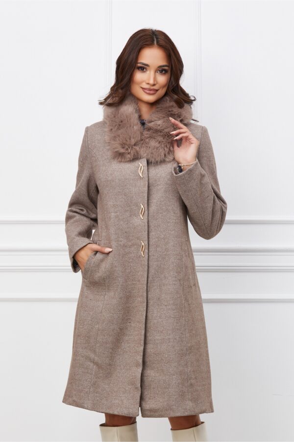 Palton Dora maro cu blanita la guler