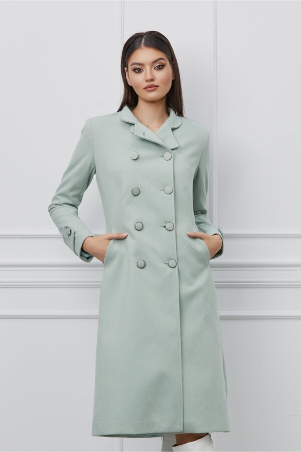 Palton Moze verde mint cu nasturi si buzunare