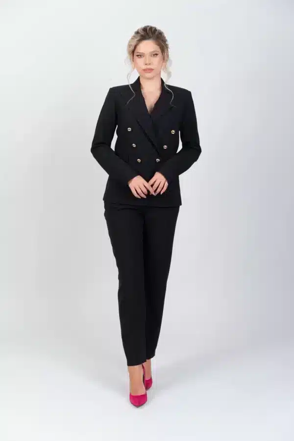 Pantaloni office/casual cu pense la talie si buzunare laterale