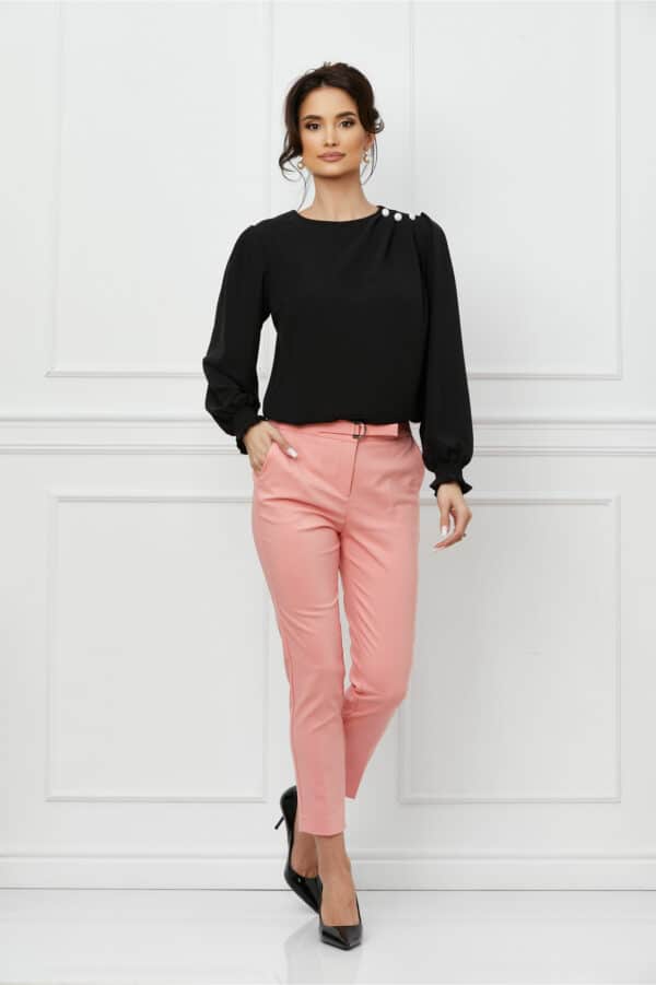 Pantaloni Clara roz cu catarama in talie