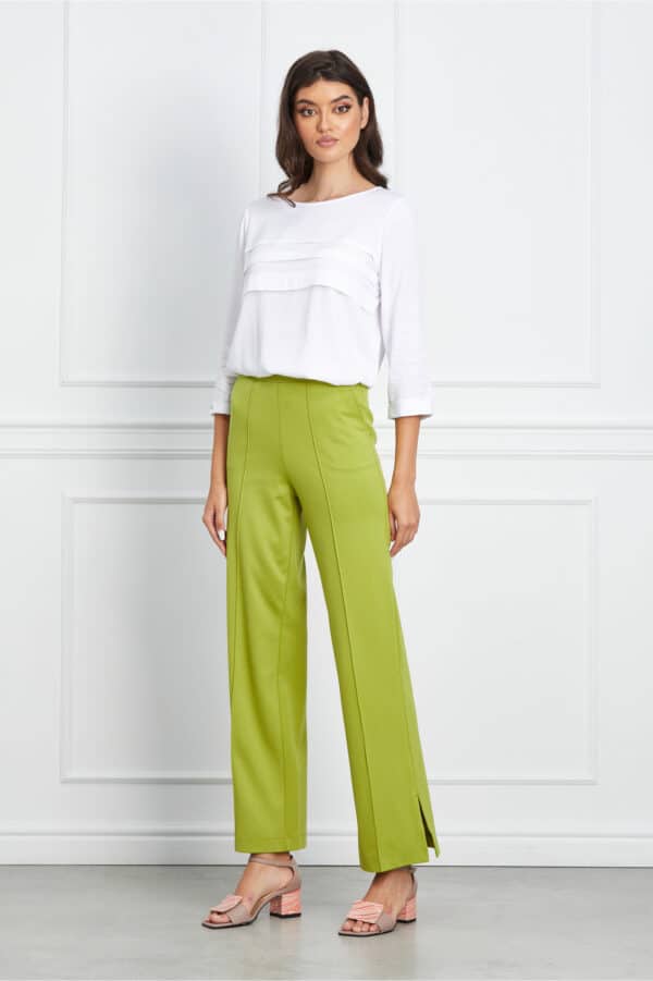 Pantaloni Elore lime cu dunga si buzunare