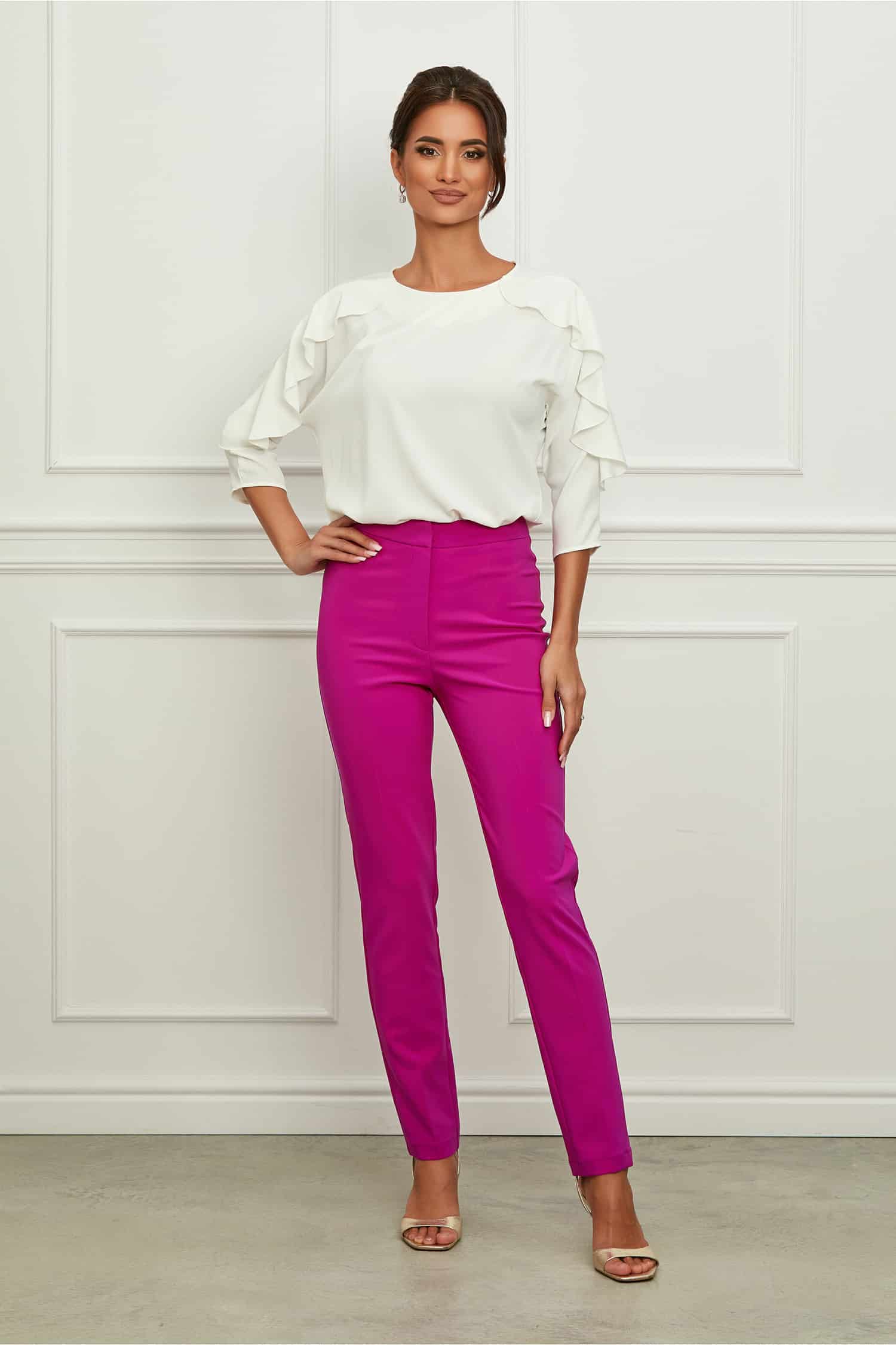 Pantaloni LaDonna fucsia cu dunga