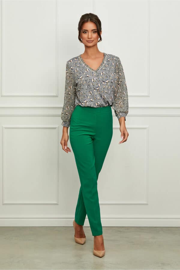 Pantaloni LaDonna verzi cu dunga