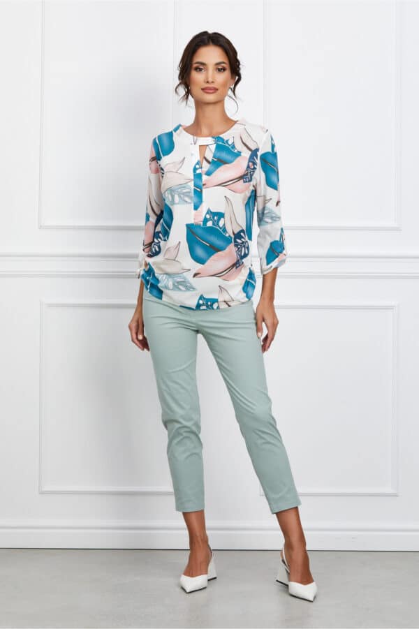 Pantaloni Mara verde fistic cu talie inalta