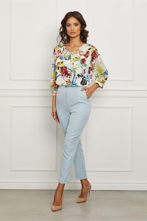 Pantaloni Moze bleu cu dunga si buzunare