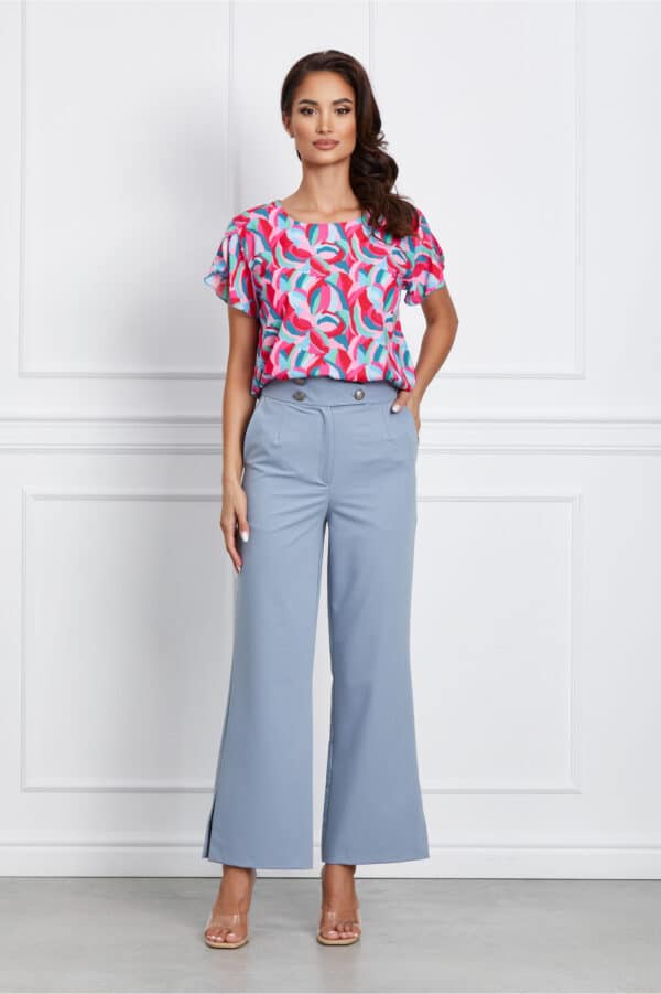 Pantaloni Moze bleu evazati