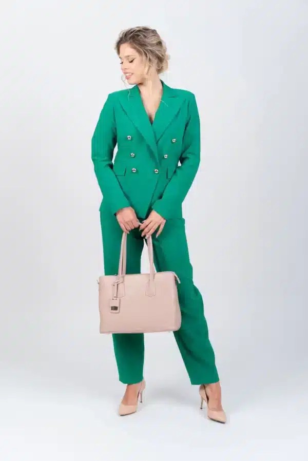 Pantaloni office/casual cu talie inalta si buzunare laterale