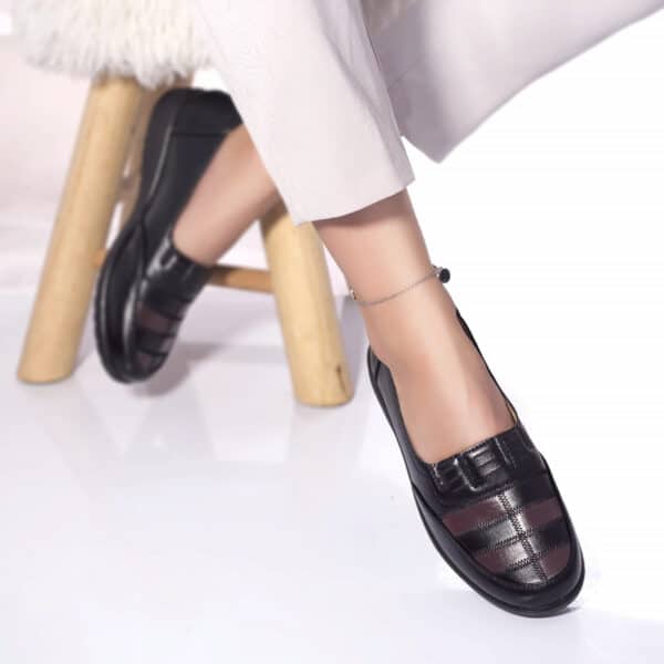 Pantofi casual mocasini shamara piele ecologica negru maro