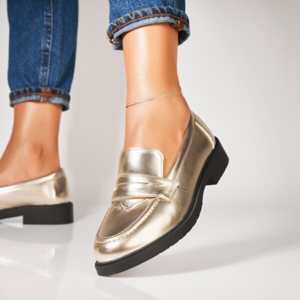 Pantofi dama casual Auriu din Piele Ecologica Lacuita Nasiya A7390