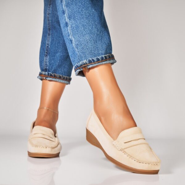 Pantofi dama casual Bej din Piele Ecologica Intoarsa Liesl A7318