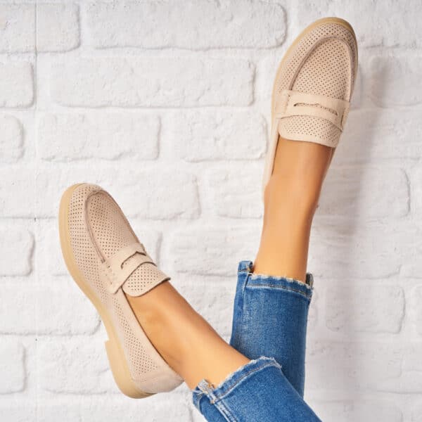 Pantofi dama casual Bej din Piele Ecologica Intoarsa Maisa A3825