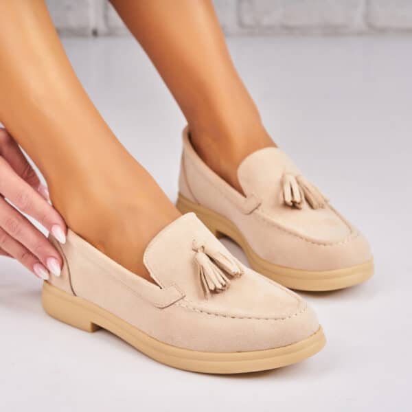 Pantofi dama casual Bej din Piele Ecologica Intoarsa Vega A4266