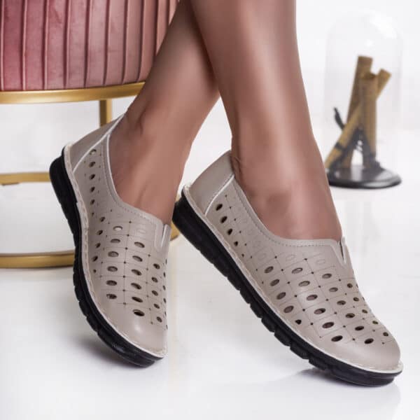 Pantofi dama casual bej piele ecologica moilo