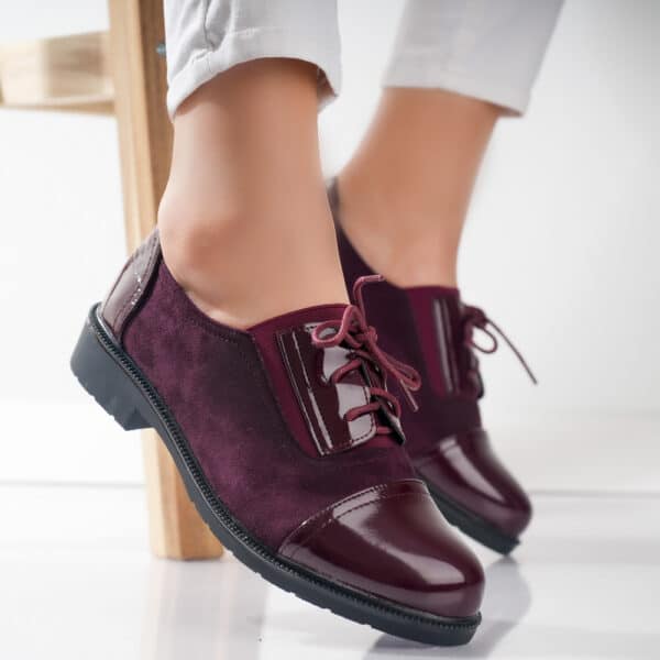 Pantofi dama casual Bordo din Piele Ecologica Intoarsa Avanea