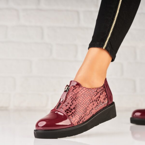 Pantofi dama casual Bordo din Piele Ecologica Lacuita Daesyn A5808