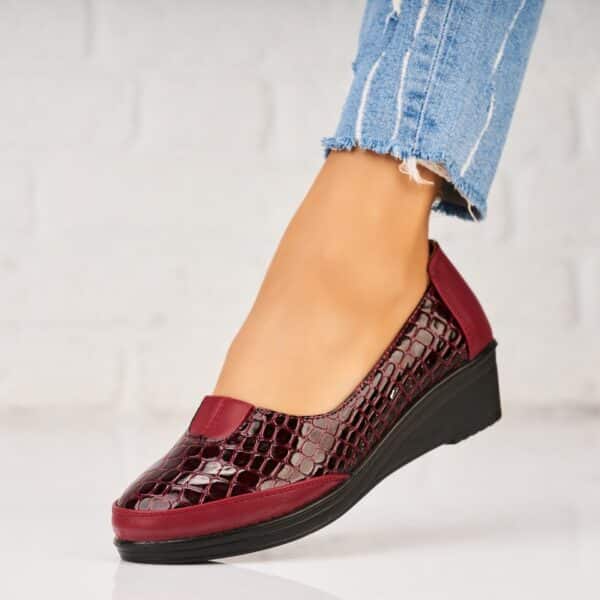Pantofi dama casual Bordo din Piele Ecologica Lacuita Leden A5272