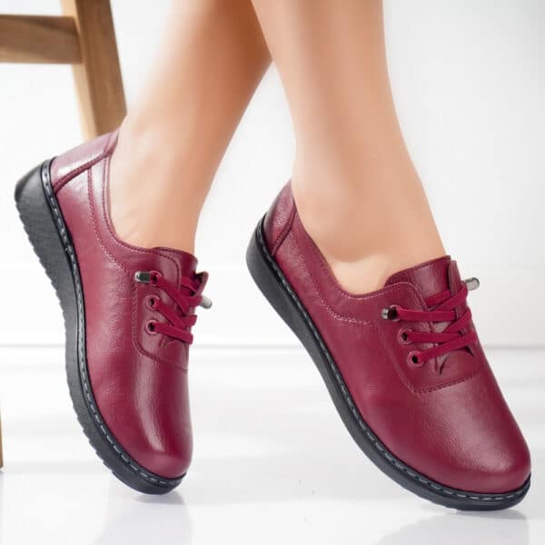 Pantofi dama casual Bordo din Piele Ecologica Tela