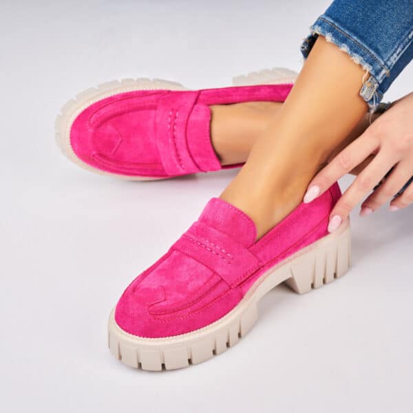 Pantofi dama casual Fucsia din Piele Ecologica Intoarsa Oye A3838