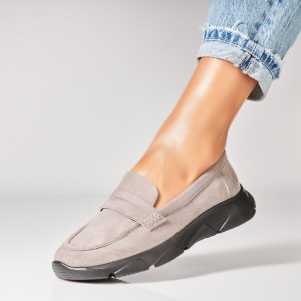 Pantofi dama casual Gri din Piele Ecologica Intoarsa Hudsyn A7313