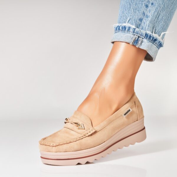 Pantofi dama casual Kaki din Piele Ecologica Intoarsa Sinea A7248